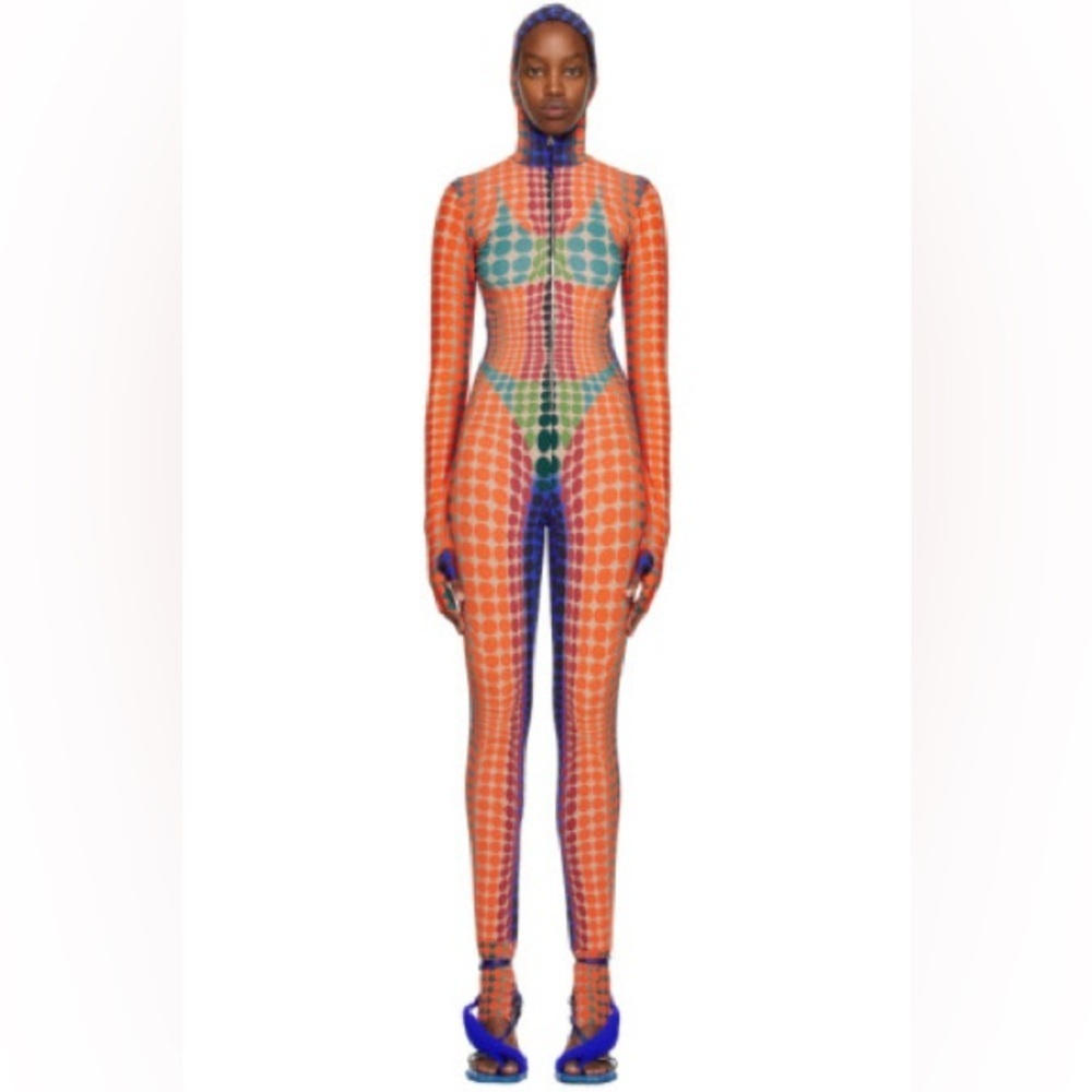 Jean Paul Gaultier Cyber Dot Print Full Bodysuit Catsuit XS Made in Italy
